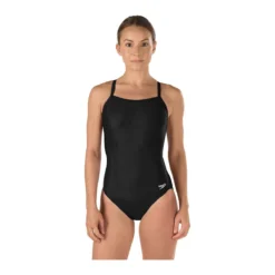 Speedo Solid Flyback Swimsuit -Speedo Shop 819006 black front