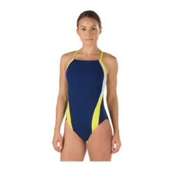 Speedo Launch Splice Endurance Cross Back 9 Speedo Launch Splice Endurance Cross Back -Speedo Shop 8191409 navy gold front 2