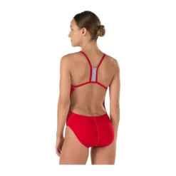 Speedo Solid Endurance + Thin Strap Swimsuit -Speedo Shop 8191442 red back