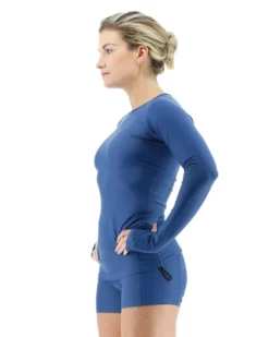 TYR Solid Long Sleeve Swim Shirt -Speedo Shop swfnl7a solid long sleeve swim shirt slate 1